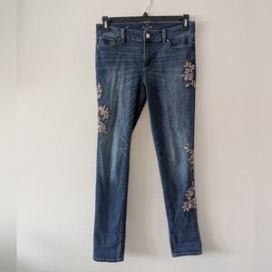 6 White House Black Market Sequined Floral Slim Leg Jeans